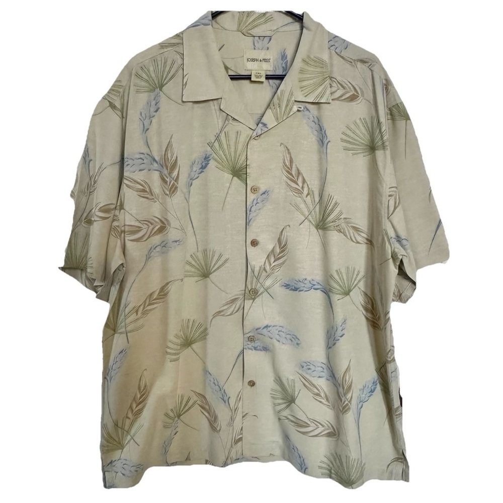 Joseph & Feiss 100% SILK Hawaiian All Over Print Button Up Camp Shirt 2XL